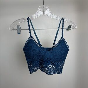 Navy Blue Crochet Bralette Top